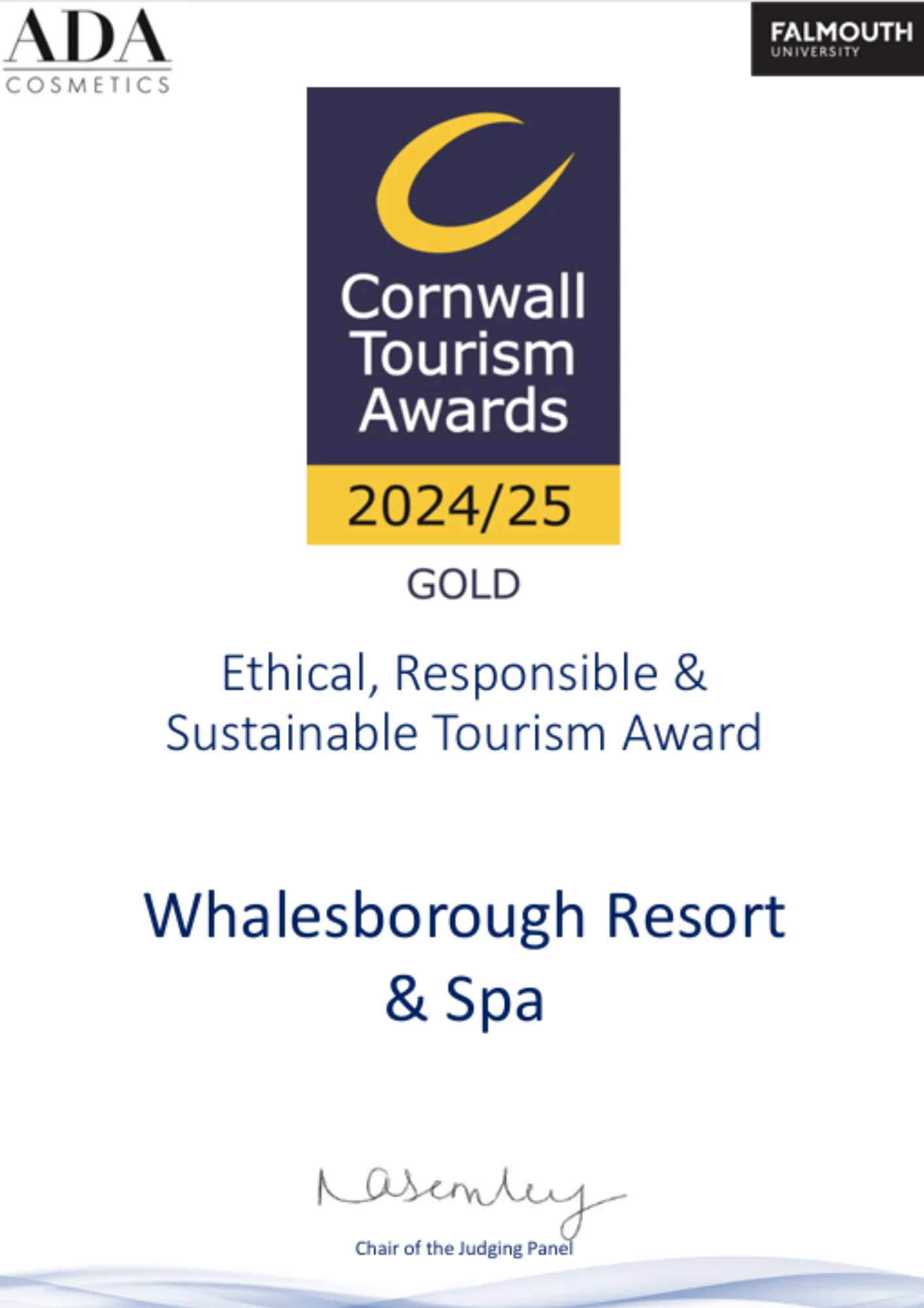 Cornwall Tourism Awards Gold 2024