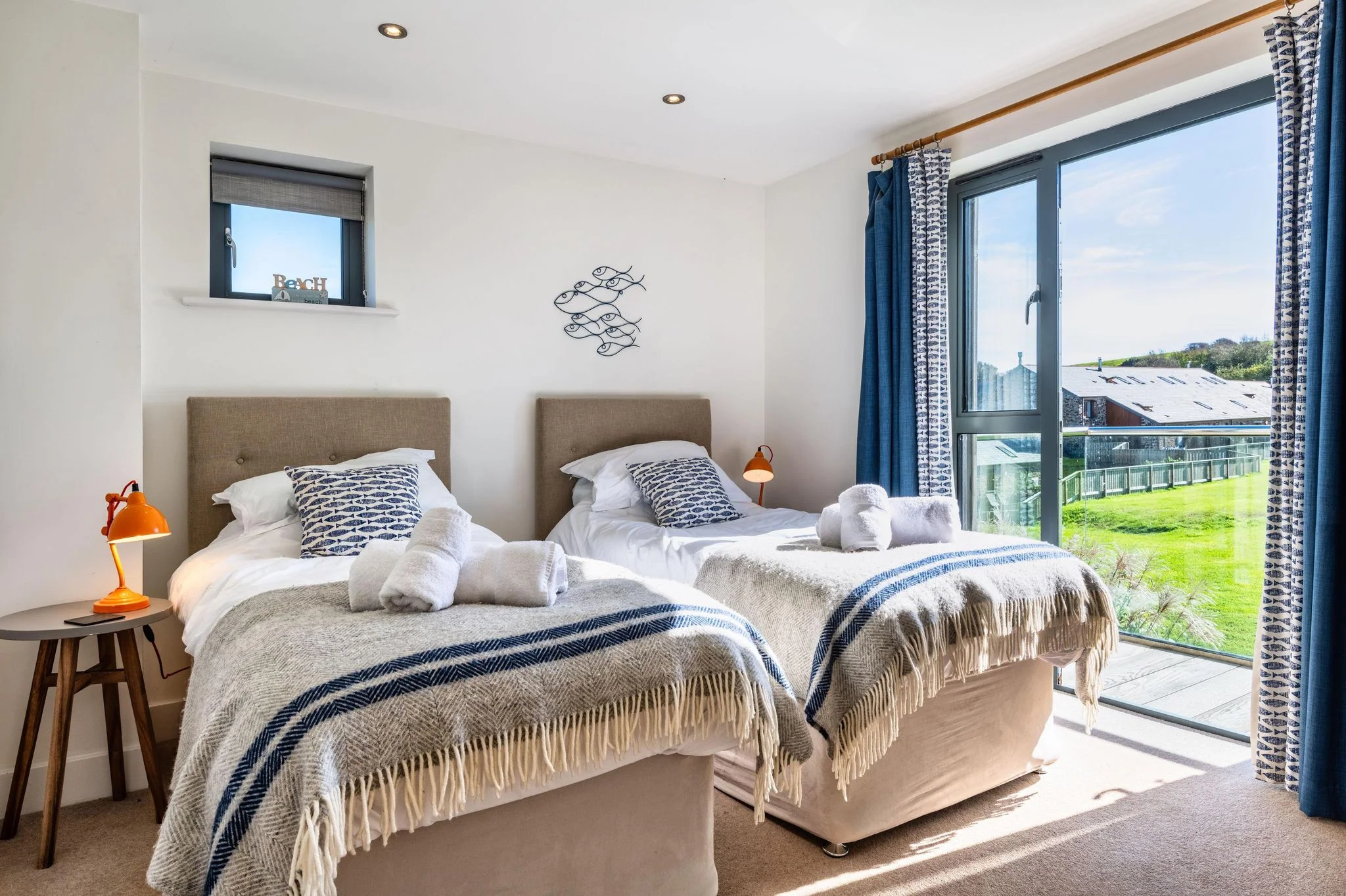 Arundell guest bedroom with a double bed and garden views