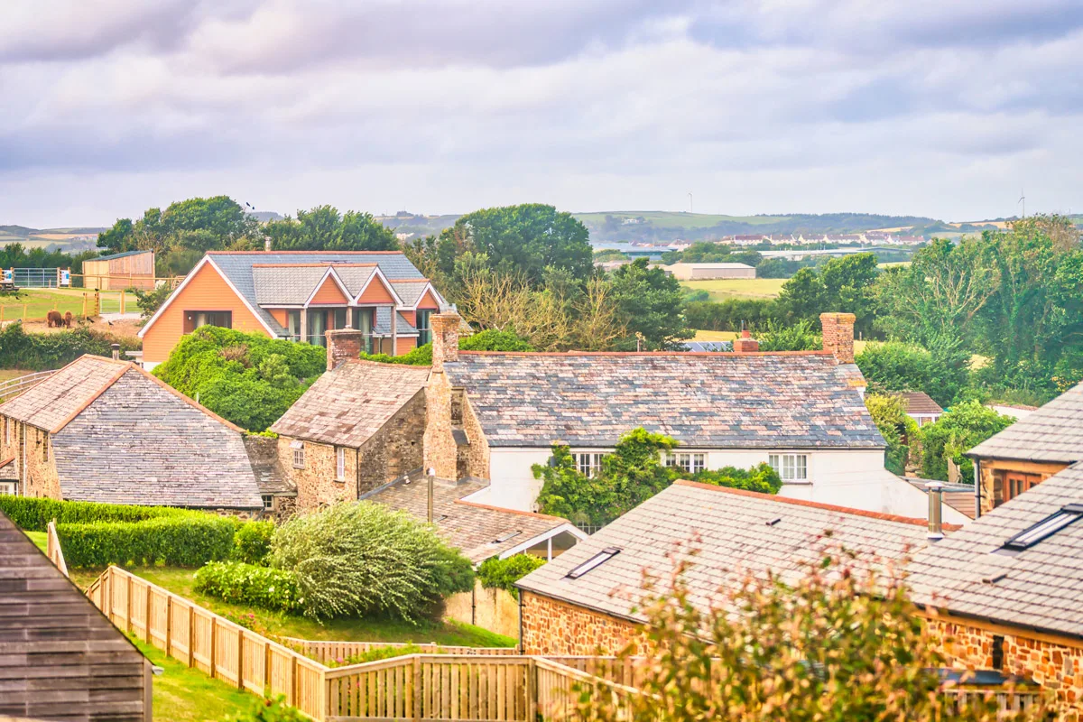View across the 428-acre Whalesborough estate toward the North Cornwall coast