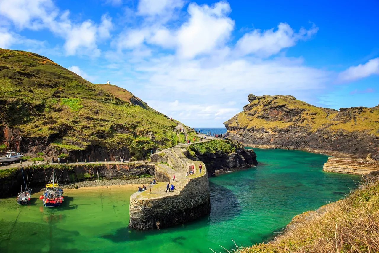 The winding rocky harbour inlet at Boscastle on the North Cornwall coast
